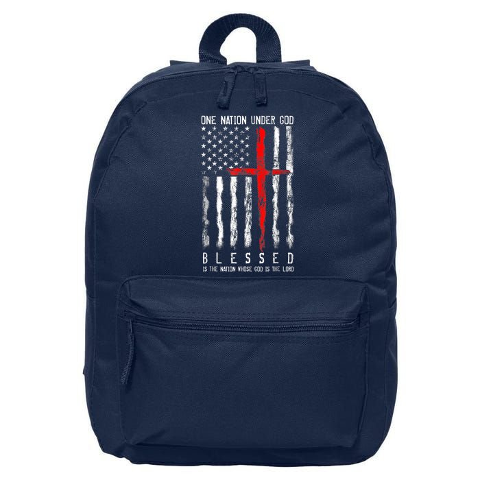 Patriotic Christian Blessed One Nation Under God 4th Of July 16 in Basic Backpack