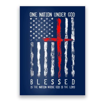 Patriotic Christian Blessed One Nation Under God 4th Of July Poster