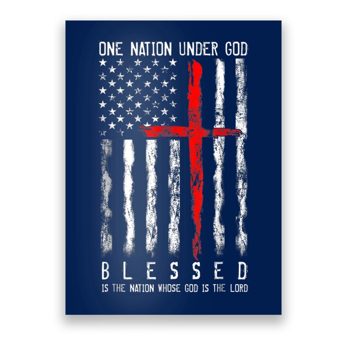 Patriotic Christian Blessed One Nation Under God 4th Of July Poster
