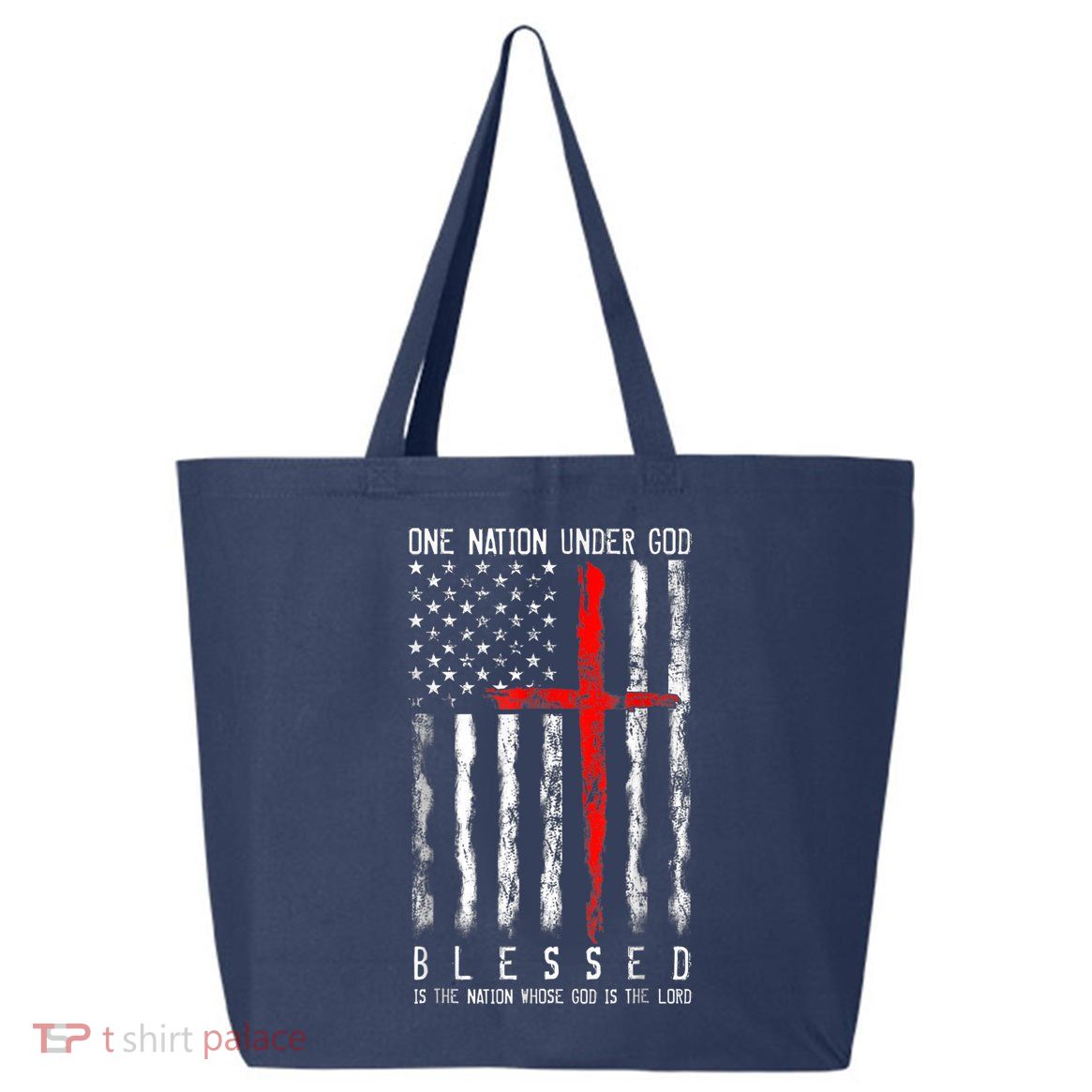 Patriotic Christian Blessed One Nation Under God 4th Of July 25L Jumbo Tote