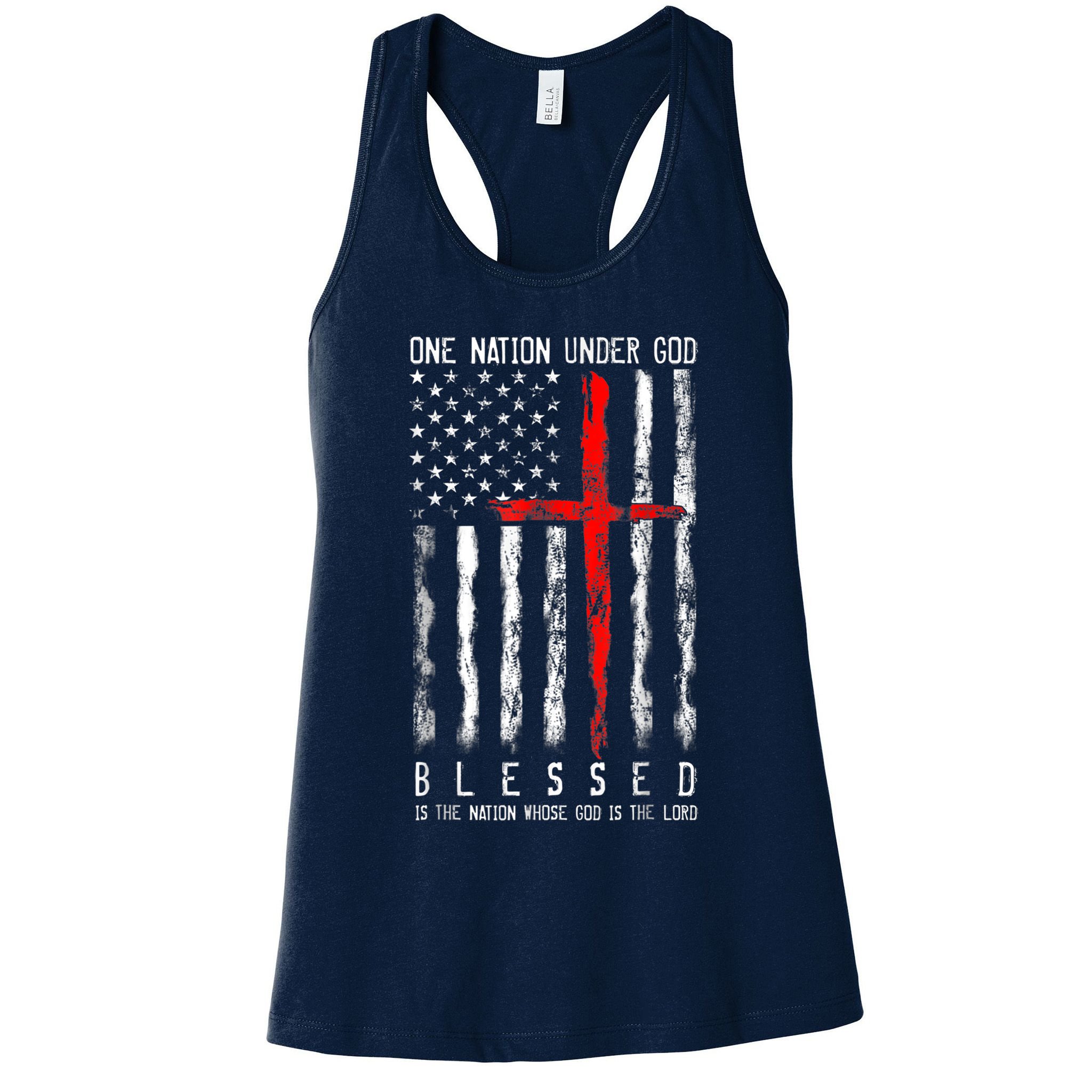 Patriotic Christian Blessed One Nation Under God 4th Of July Womens Tank Top