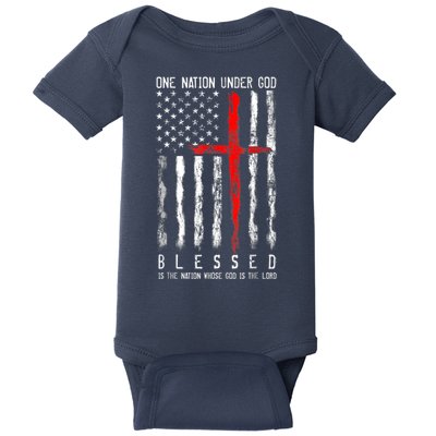 Patriotic Christian Blessed One Nation Under God 4th Of July Baby Bodysuit