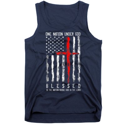 Patriotic Christian Blessed One Nation Under God 4th Of July Tank Top