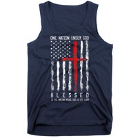 Patriotic Christian Blessed One Nation Under God 4th Of July Tank Top