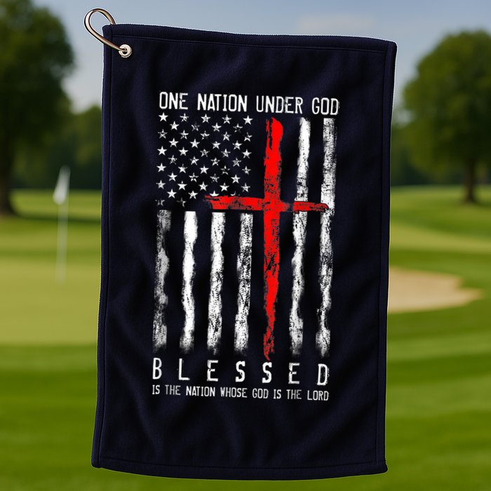 Patriotic Christian Blessed One Nation Under God 4th Of July Golf Towel