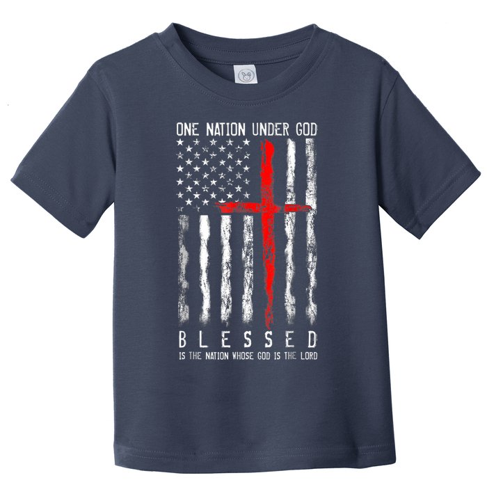 Patriotic Christian Blessed One Nation Under God 4th Of July Toddler T-Shirt
