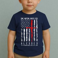 Patriotic Christian Blessed One Nation Under God 4th Of July Toddler T-Shirt