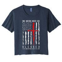 Patriotic Christian Blessed One Nation Under God 4th Of July Crop Top