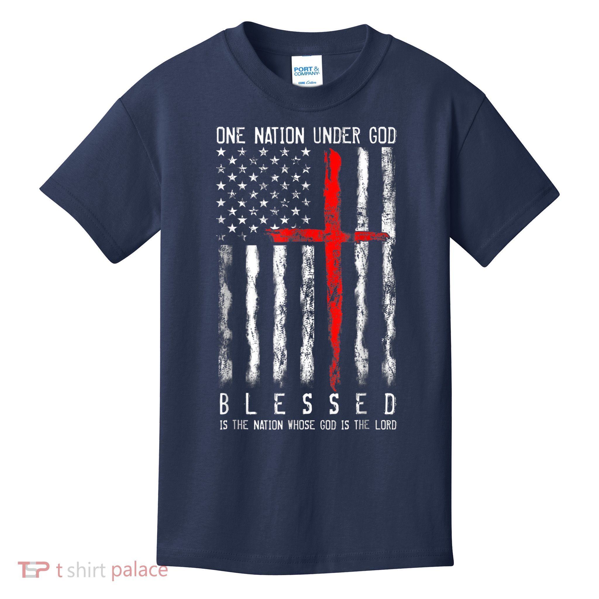 Patriotic Christian Blessed One Nation Under God 4th Of July Kids T-Shirt