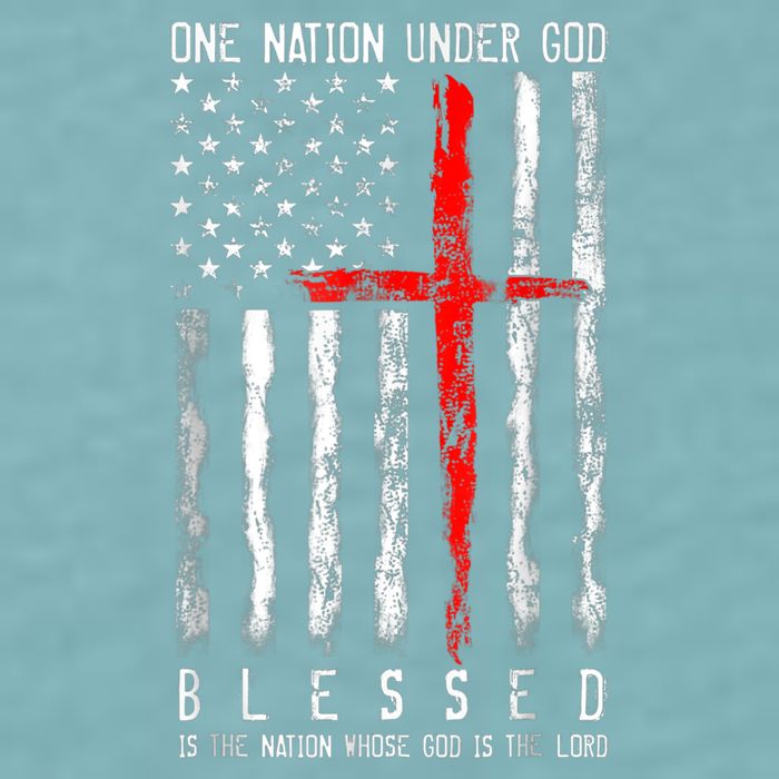 Patriotic Christian Blessed One Nation Under God 4th Of July Sueded Cloud Jersey T-Shirt