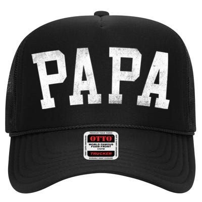 Papa Classic Bold Font FatherS Day Papa High Crown Mesh Back Trucker Hat