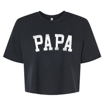 Papa Classic Bold Font FatherS Day Papa Bella+Canvas Jersey Crop Tee