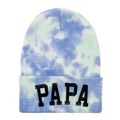 Papa Classic Bold Font FatherS Day Papa Tie Dye 12in Knit Beanie