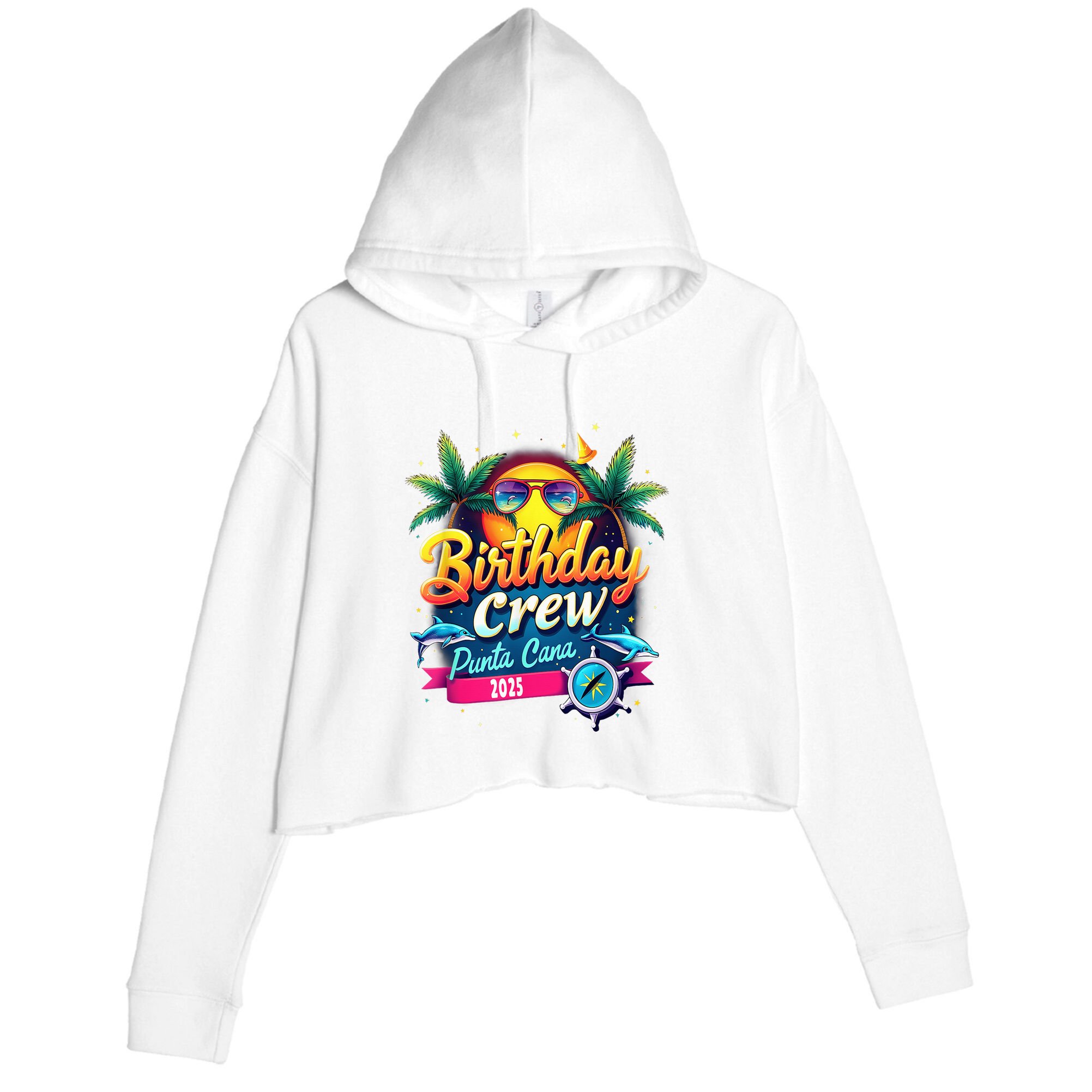 Punta Cana Birthday Trip Matching Group 2025 Vacation 2025 Crop Fleece Hoodie