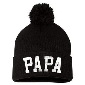 Papa Classic Bold Font Birthday Papa Pom Pom 12in Knit Beanie