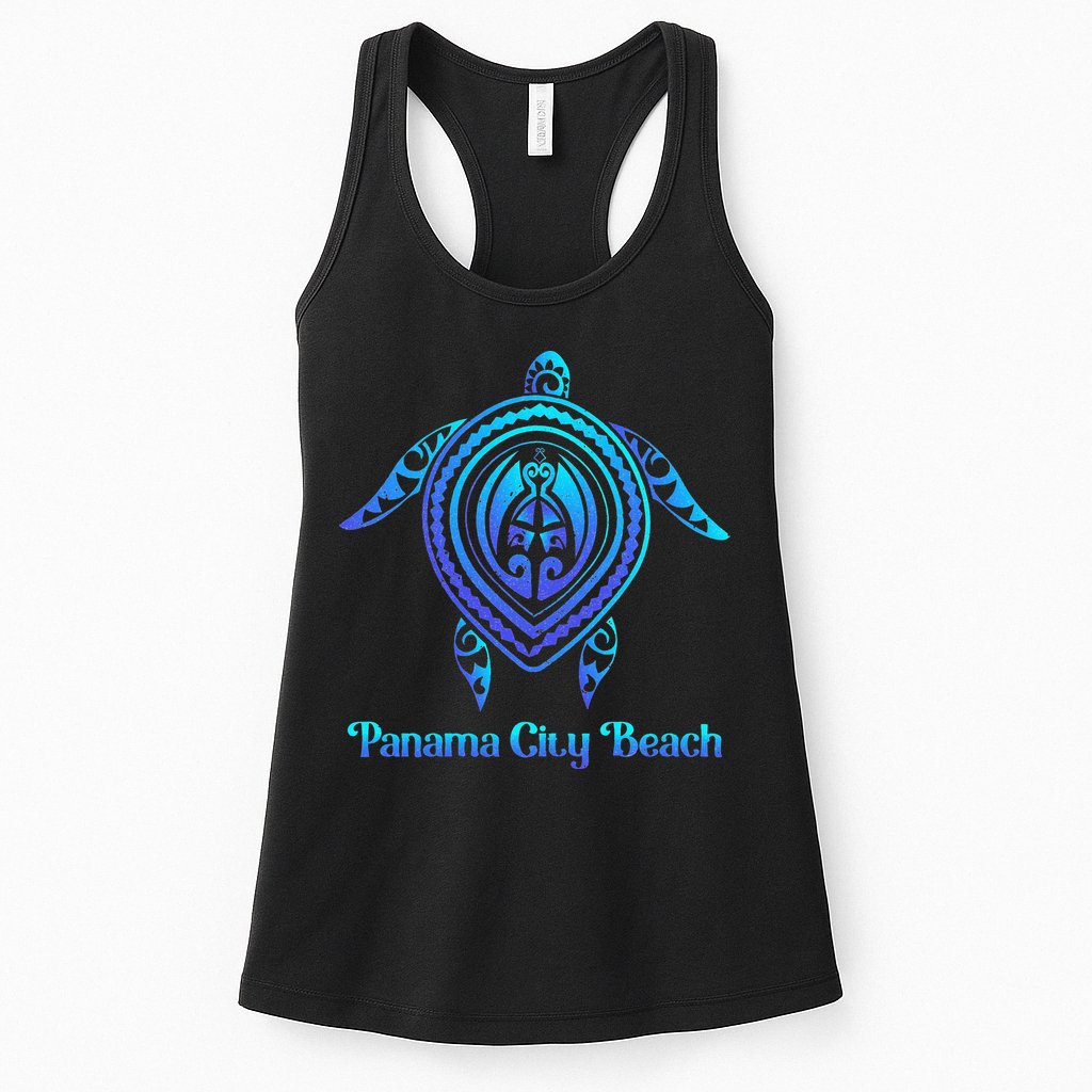 Panama City Beach Florida Souvenirs Tropical Blue Sea Turtle Womens Tank Top