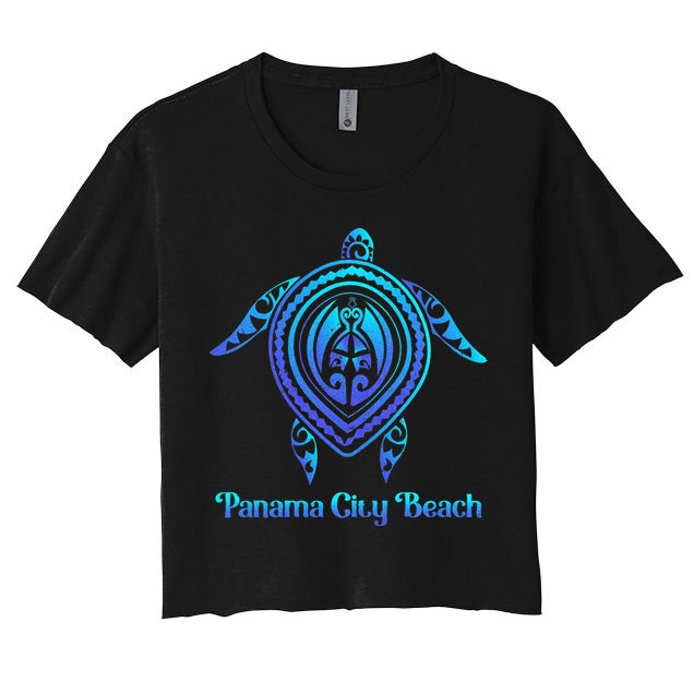 Panama City Beach Florida Souvenirs Tropical Blue Sea Turtle Crop Top