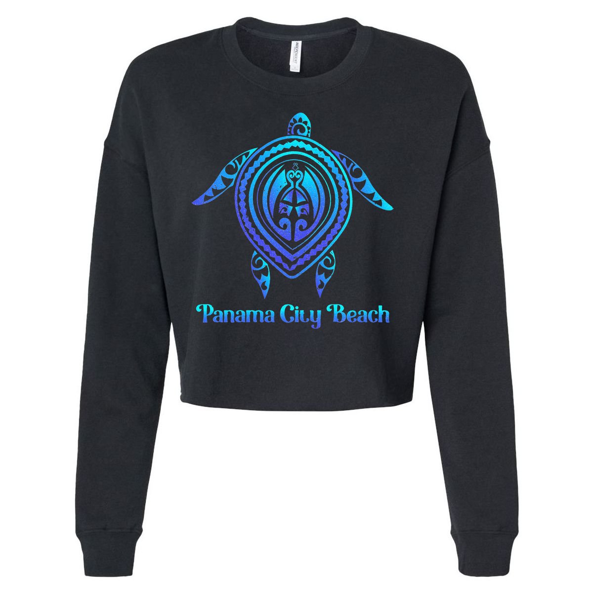 Panama City Beach Florida Souvenirs Tropical Blue Sea Turtle Cropped Pullover Crew