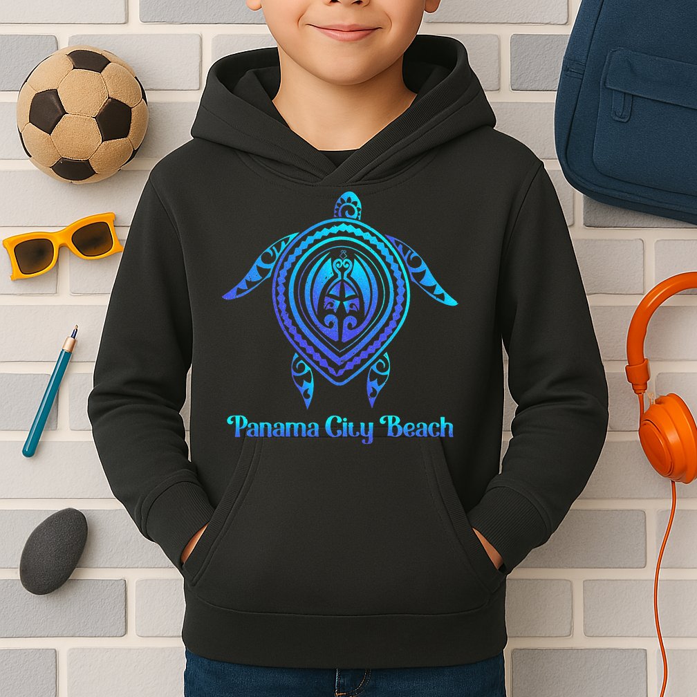 Panama City Beach Florida Souvenirs Tropical Blue Sea Turtle Kids Hoodie