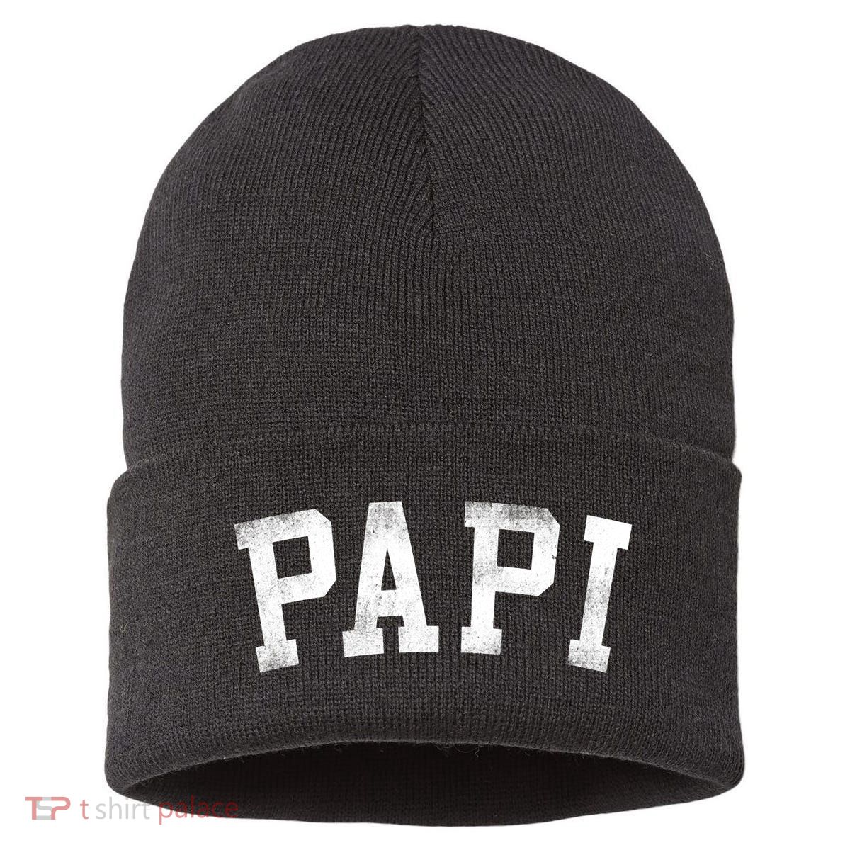 Papi Classic Bold Font Birthday Papi Sustainable Knit Beanie