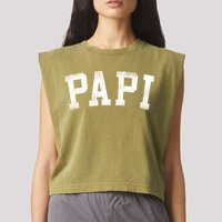 Papi Classic Bold Font Birthday Papi Garment-Dyed Women's Muscle Tee