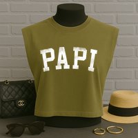 Papi Classic Bold Font Birthday Papi Garment-Dyed Women's Muscle Tee