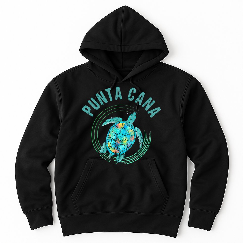 Punta Cana Beach Sea Turtle Illustration Gift Hoodie