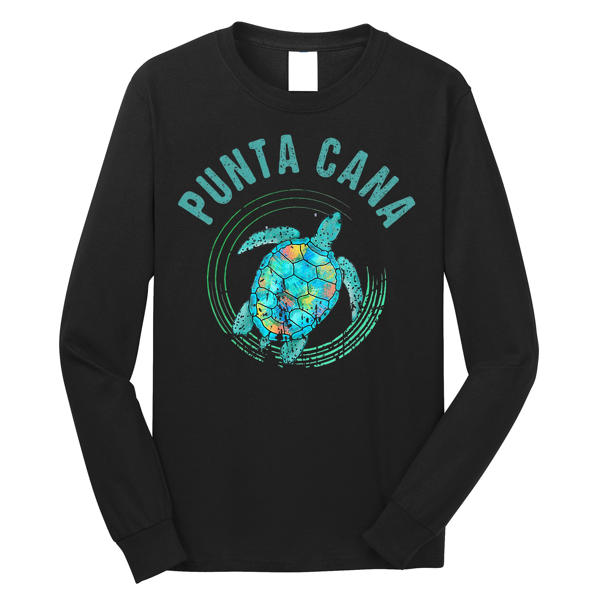 Punta Cana Beach Sea Turtle Illustration Gift Long Sleeve Shirt