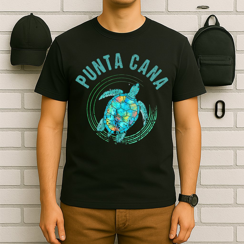Punta Cana Beach Sea Turtle Illustration Gift T-Shirt