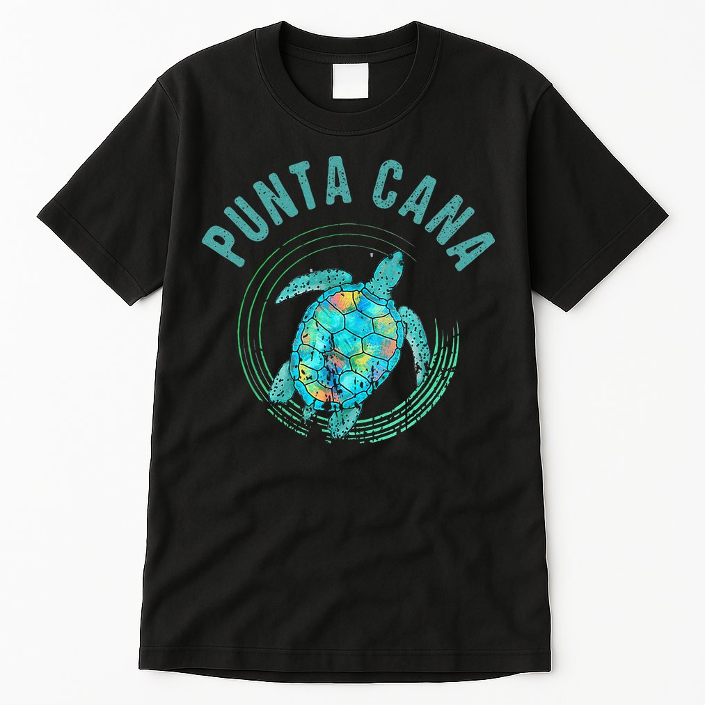 Punta Cana Beach Sea Turtle Illustration Gift Tall T-Shirt