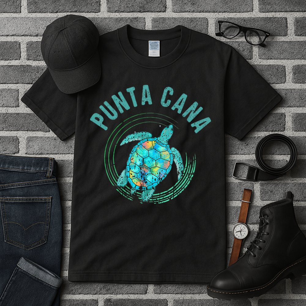 Punta Cana Beach Sea Turtle Illustration Gift Tall T-Shirt