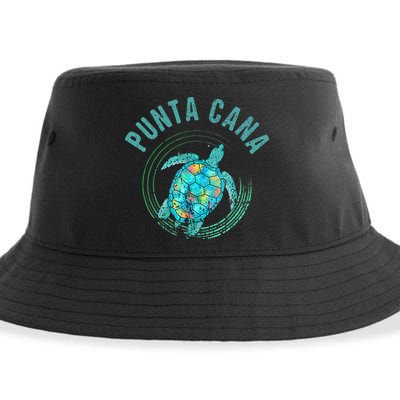Punta Cana Beach Sea Turtle Illustration Gift Sustainable Bucket Hat