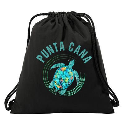 Punta Cana Beach Sea Turtle Illustration Gift Drawstring Bag