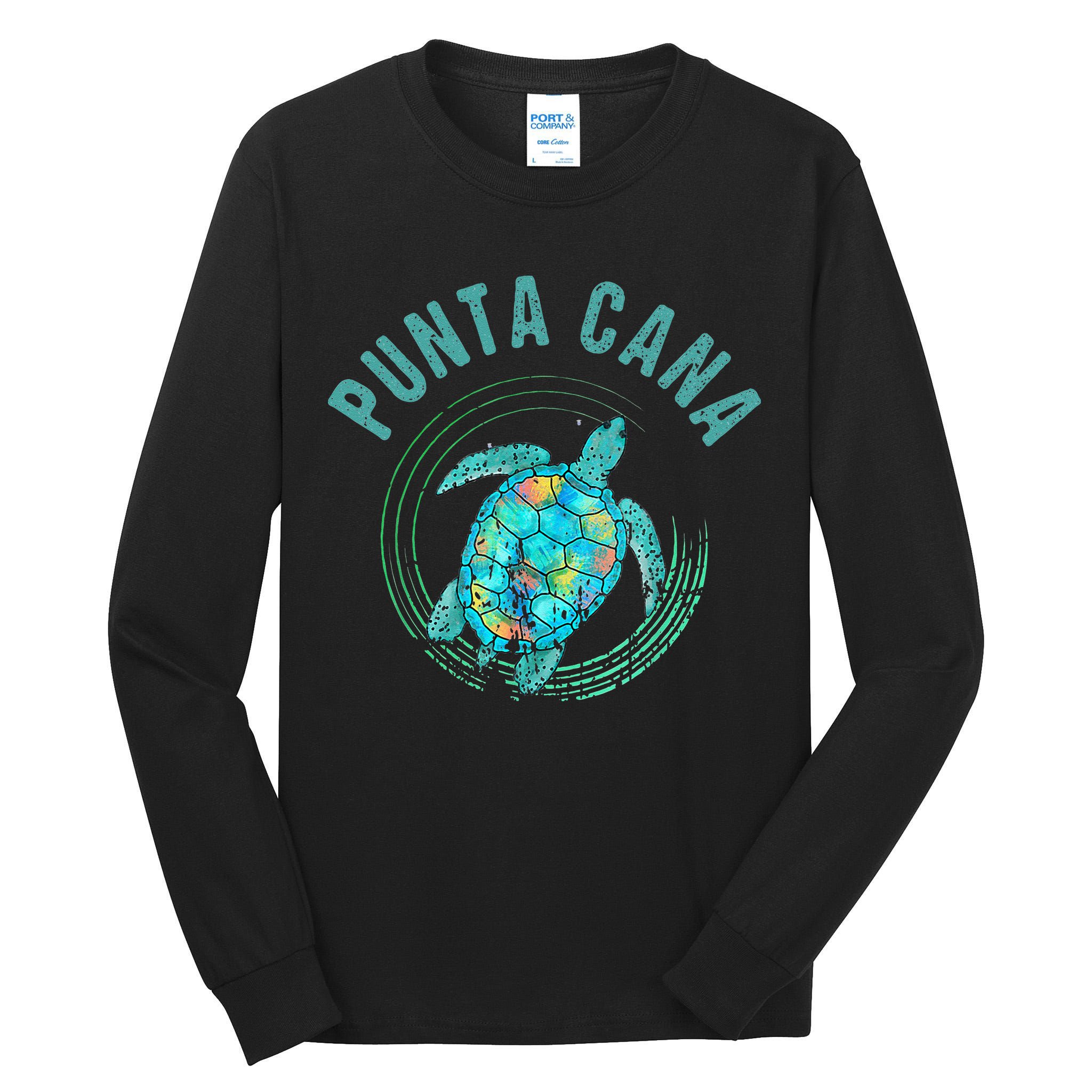 Punta Cana Beach Sea Turtle Illustration Gift Tall Long Sleeve T-Shirt