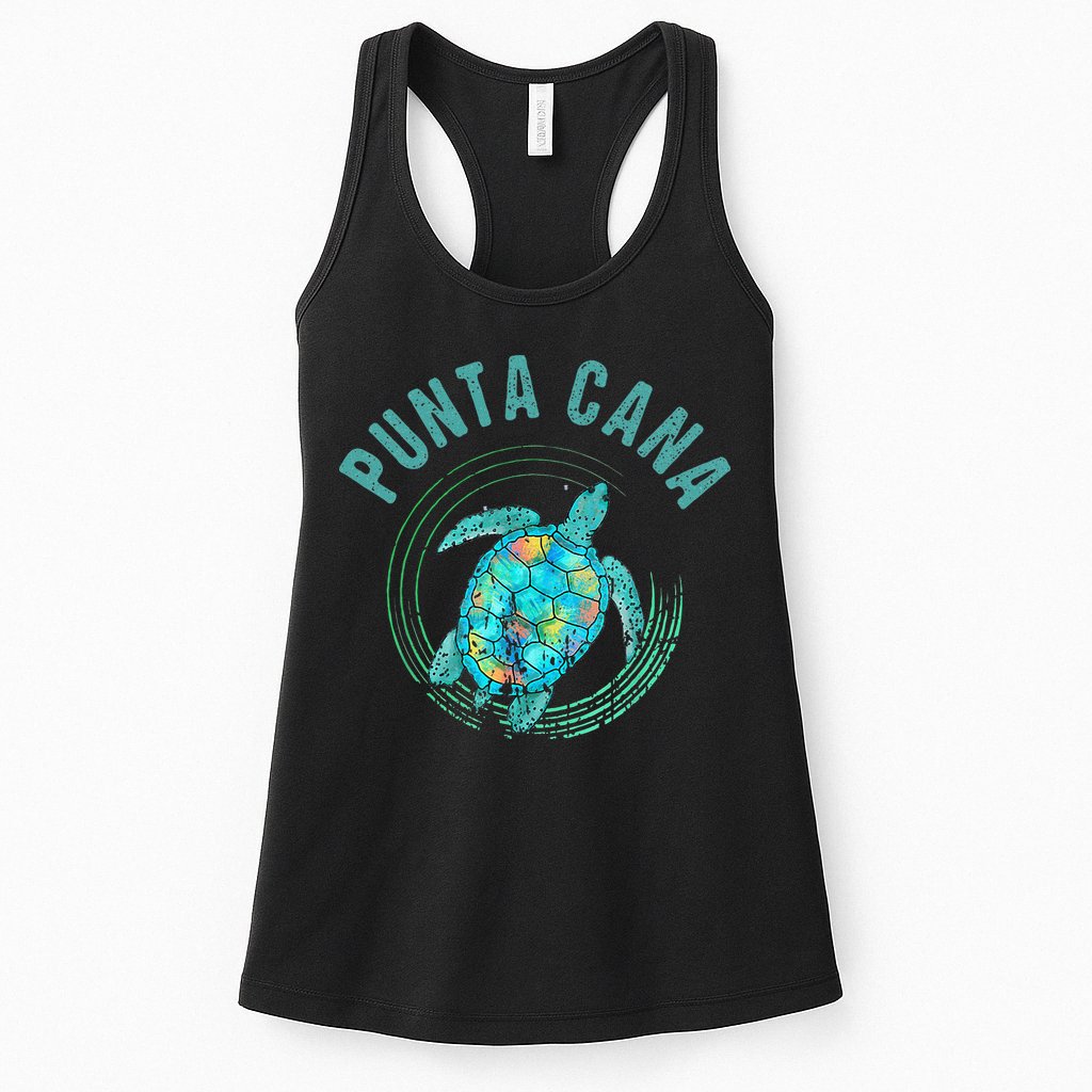 Punta Cana Beach Sea Turtle Illustration Gift Womens Tank Top