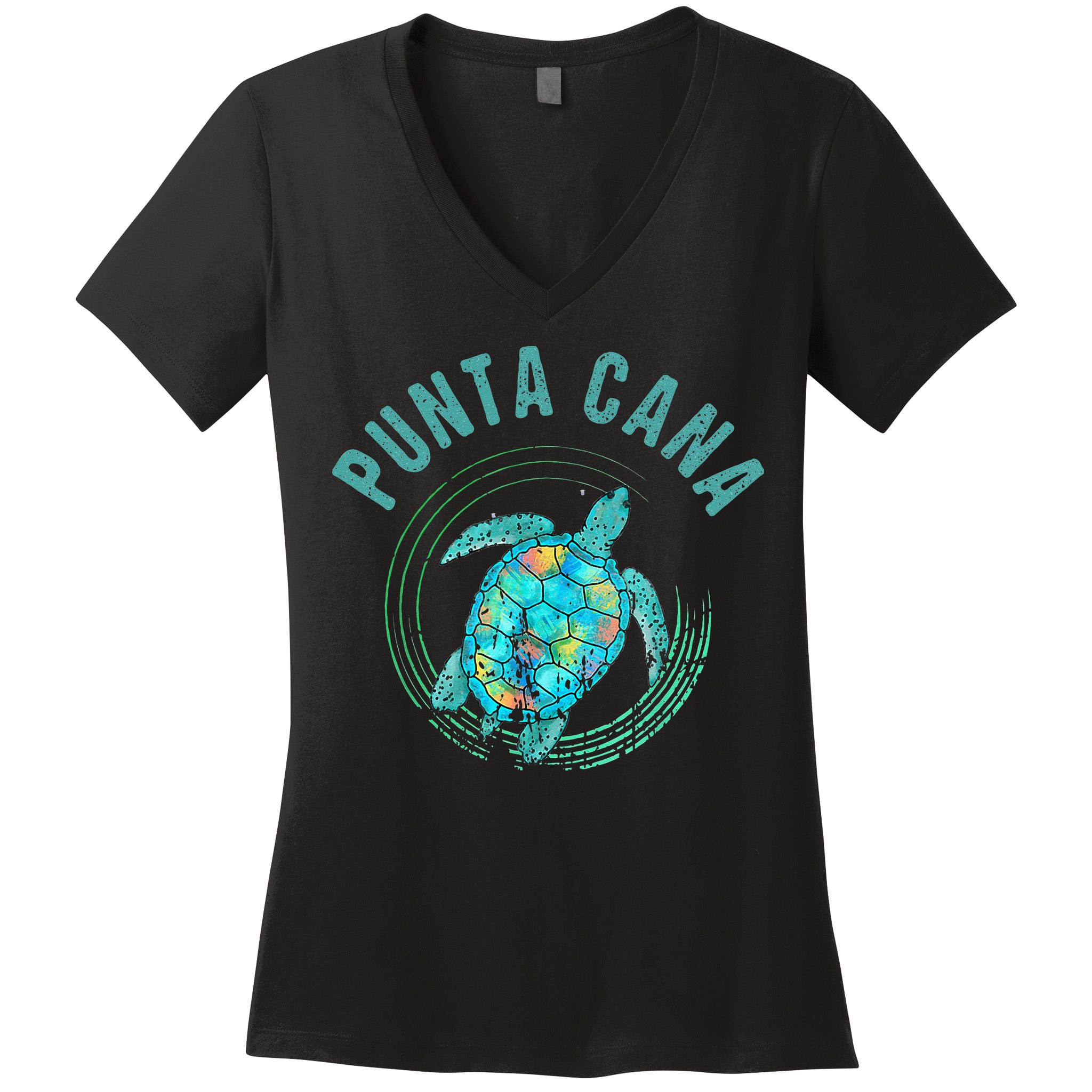 Punta Cana Beach Sea Turtle Illustration Gift Women's V-Neck T-Shirt