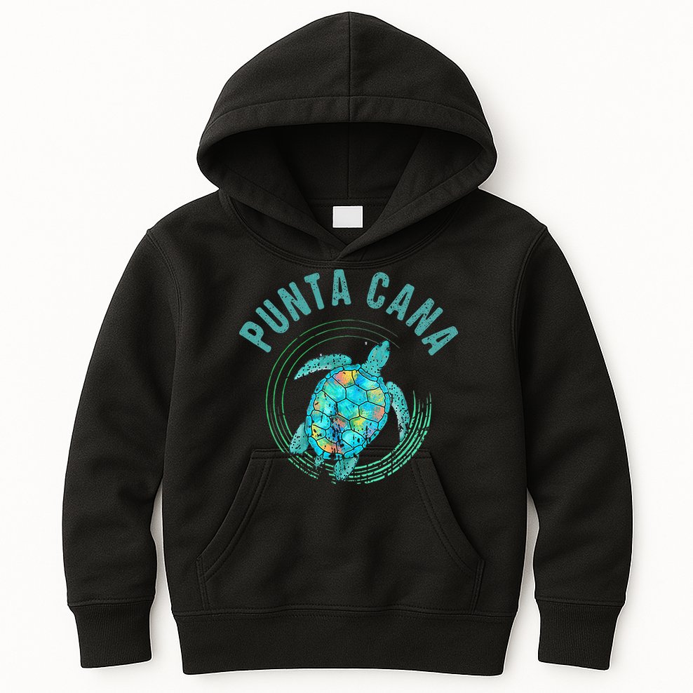 Punta Cana Beach Sea Turtle Illustration Gift Kids Hoodie