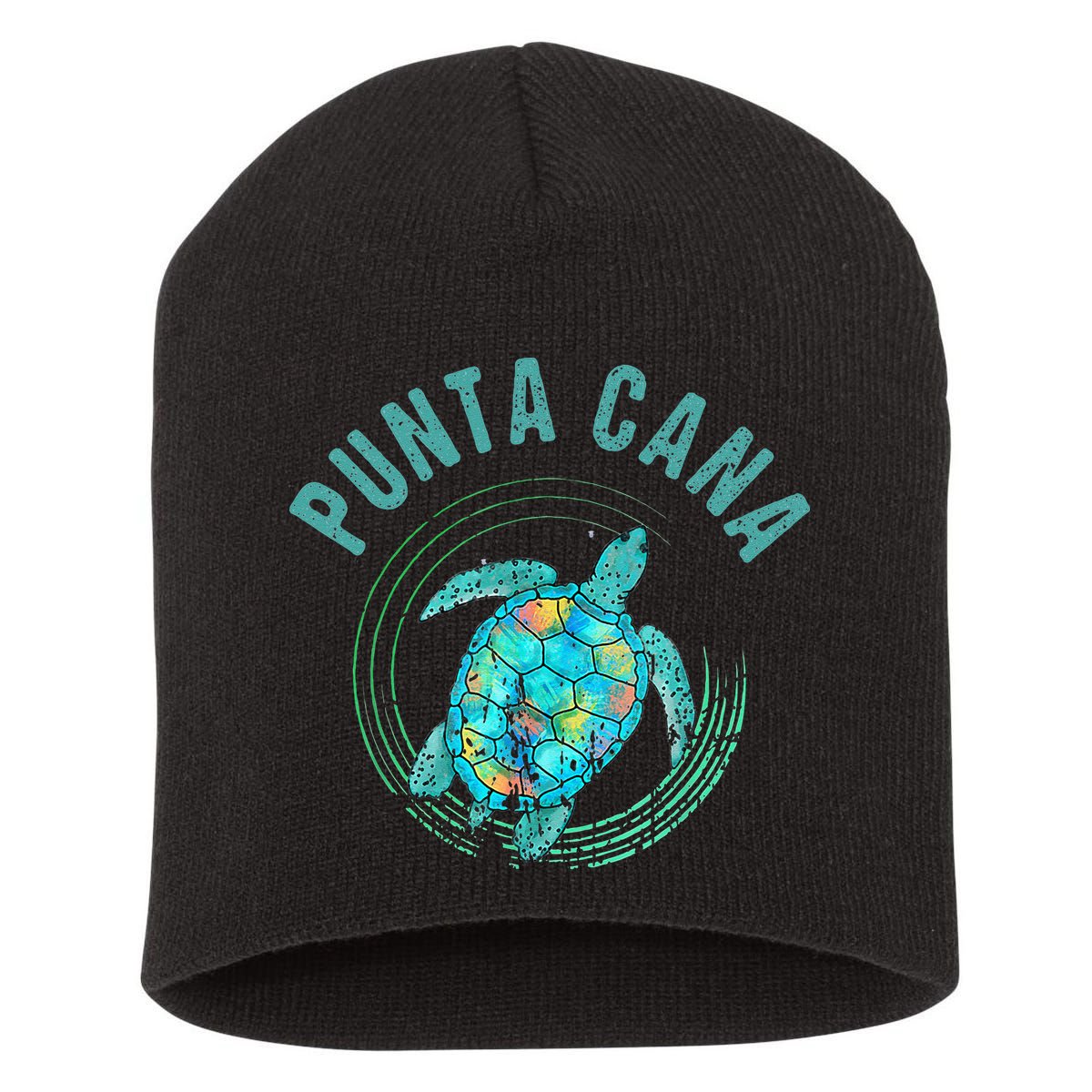 Punta Cana Beach Sea Turtle Illustration Gift Short Acrylic Beanie