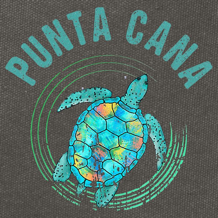 Punta Cana Beach Sea Turtle Illustration Gift Cotton Canvas Backpack