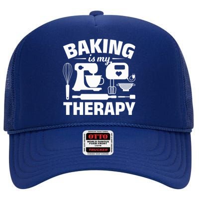 Pastry Chefs Baking Is My Therapy Cupcake Bakers Cake Bakers Meaningful Gift High Crown Mesh Back Trucker Hat