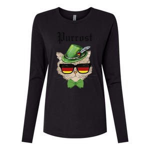 Purrost Cat Bavarian Alpine Hat Funny German Oktoberfest Womens Cotton Relaxed Long Sleeve T-Shirt