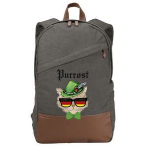 Purrost Cat Bavarian Alpine Hat Funny German Oktoberfest Cotton Canvas Backpack