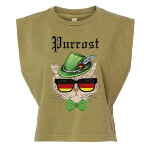 Purrost Cat Bavarian Alpine Hat Funny German Oktoberfest Garment-Dyed Women's Muscle Tee