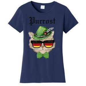 Purrost Cat Bavarian Alpine Hat Funny German Oktoberfest Women's T-Shirt