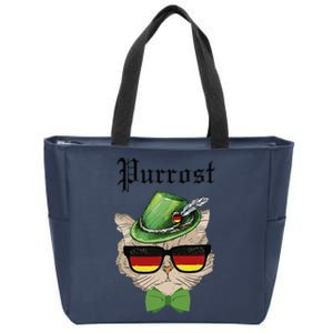 Purrost Cat Bavarian Alpine Hat Funny German Oktoberfest Zip Tote Bag