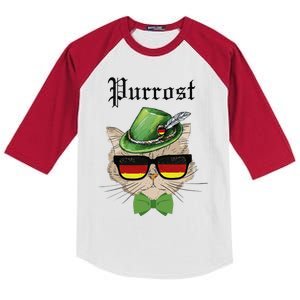 Purrost Cat Bavarian Alpine Hat Funny German Oktoberfest Kids Colorblock Raglan Jersey