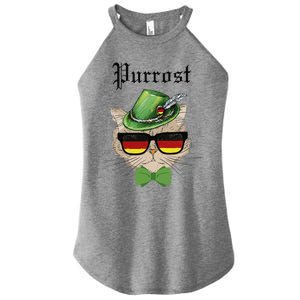 Purrost Cat Bavarian Alpine Hat Funny German Oktoberfest Women's Perfect Tri Rocker Tank