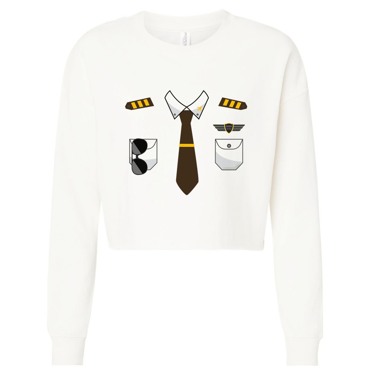 Pilot Costume Birthday Airplane Pilot Halloween Cropped Pullover Crew