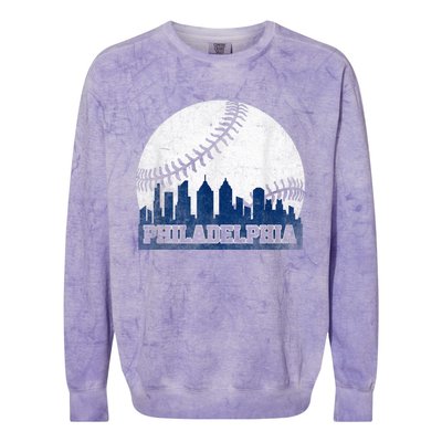 Philly Cityscape Baseball Philadelphia Skyline Retro Vintage Colorblast Crewneck Sweatshirt