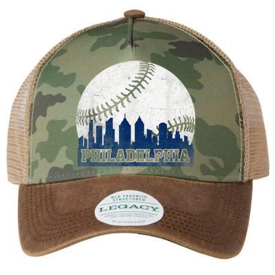 Philly Cityscape Baseball Philadelphia Skyline Retro Vintage Legacy Tie Dye Trucker Hat